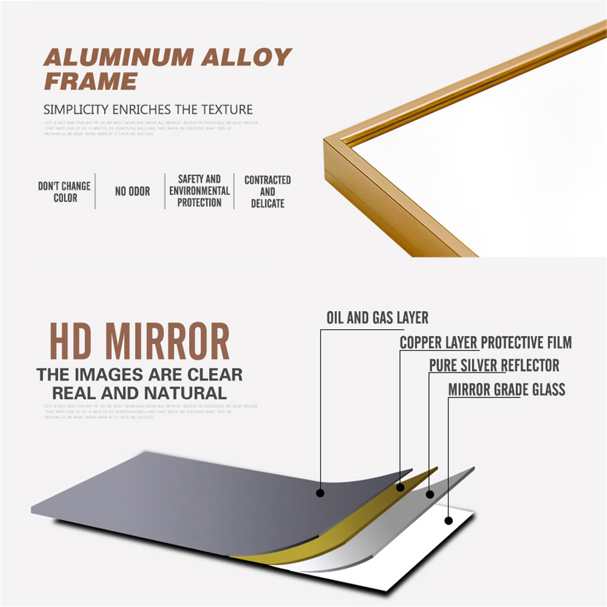 59"x19" Rectangular Full Length Floor Mirror with Stand Gold