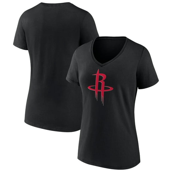 Women's Black Houston Rockets Primary Logo V-Neck T-Shirt