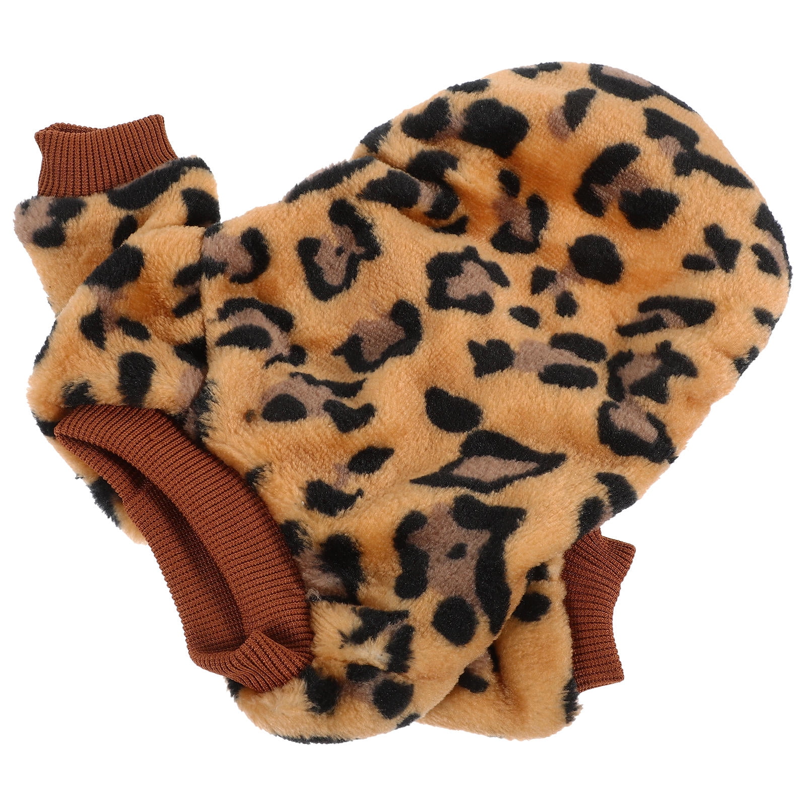 FONDOTIN Leopard Winter Dog Costume Soft Breathable Pet Sweater Comfortable Warm Outdoor Clothes