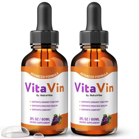 (2 Pack) VitaVin Drops - Official Vita Vin Liquid For Prostate Heath, All Natural Formula To Support Control, Energy & Overall Well-Being, Review (60 Servings)