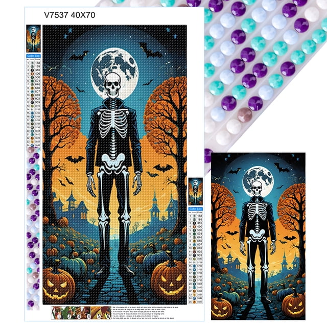 5D DIY Con Taladro Esqueleto Halloween Manualidades Caseras 40x70cm
