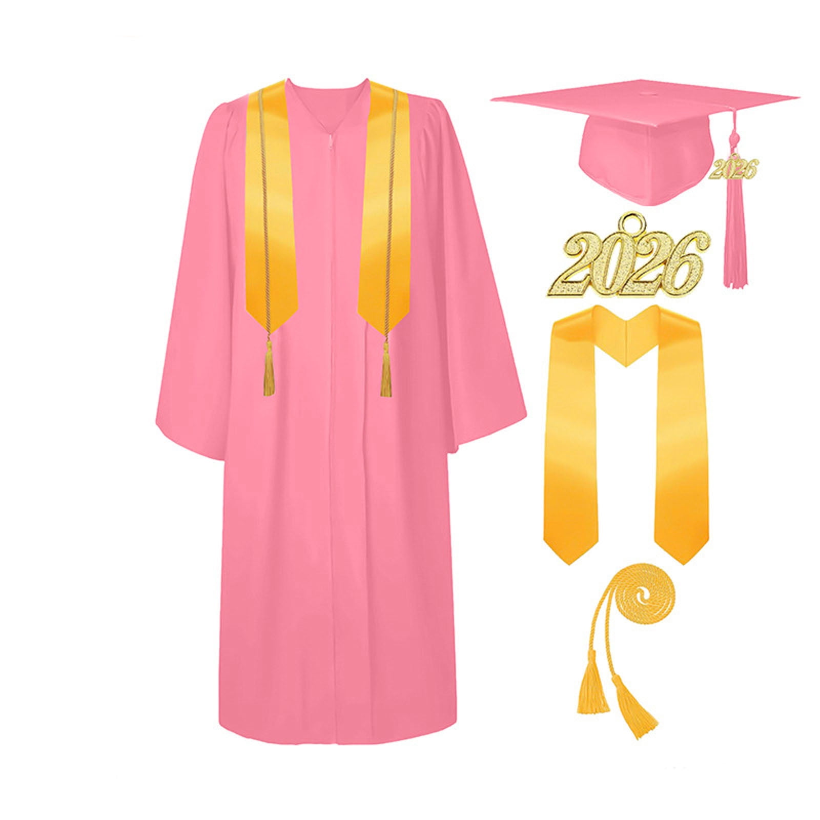 MKOSPLRT 5-22Y Matte Graduation Cap and Gown 2026 Set with Tassel Adult Unisex Kids High School College Bachelor Robe Outfits
