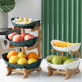 thumbnail image 3 of Fruit Plate, Living Room Kitchen Snack Plate, Modern Dried Fruit Plate Stand Cake Stand, Fruit Basket Green Three-Layer, 3 of 4