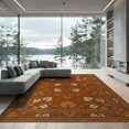 thumbnail image 2 of ODIKA 8'x10' Washable Area Rug Vinyl Orange Seasonal Motif Decorative Scrolling Frame Bedside for Dining Room, Large Office, Lounge, Non-Slip Chair-Friendly Mat, 2 of 7