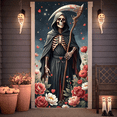 thumbnail image 1 of Gothic Banner Halloween Skeleton Design Romantic Floral Theme for Party Decoration Holiday Event Celebration, 1 of 5