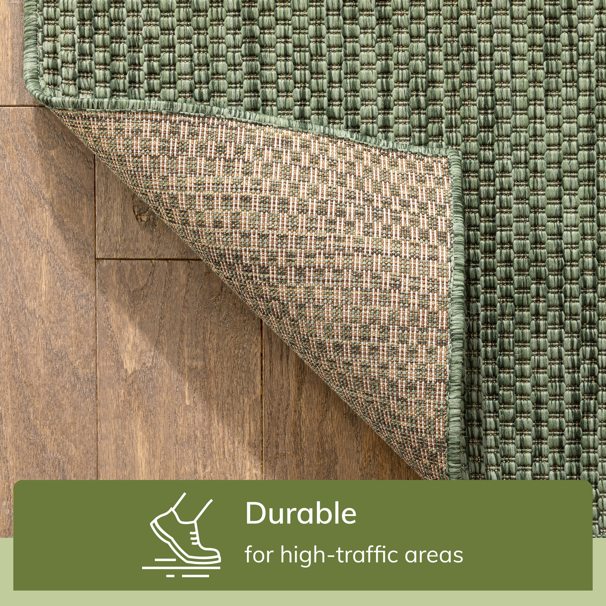 Well Woven Leifen Green Indoor / Outdoor Flat Weave Pile Solid Color Pattern Area Rug 8x10 (7'10" x 9'10")