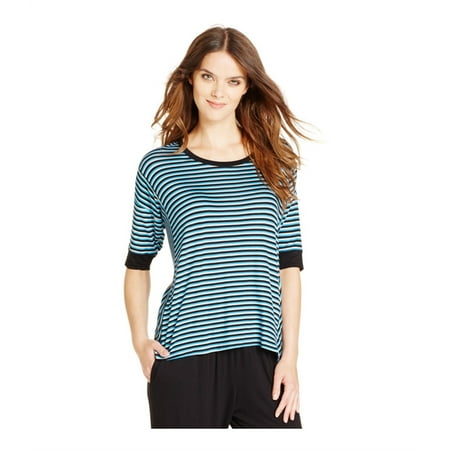 

DKNY Womens Striped 3/4 Sleeve Pajama Sleep T-shirt Blue X-Small