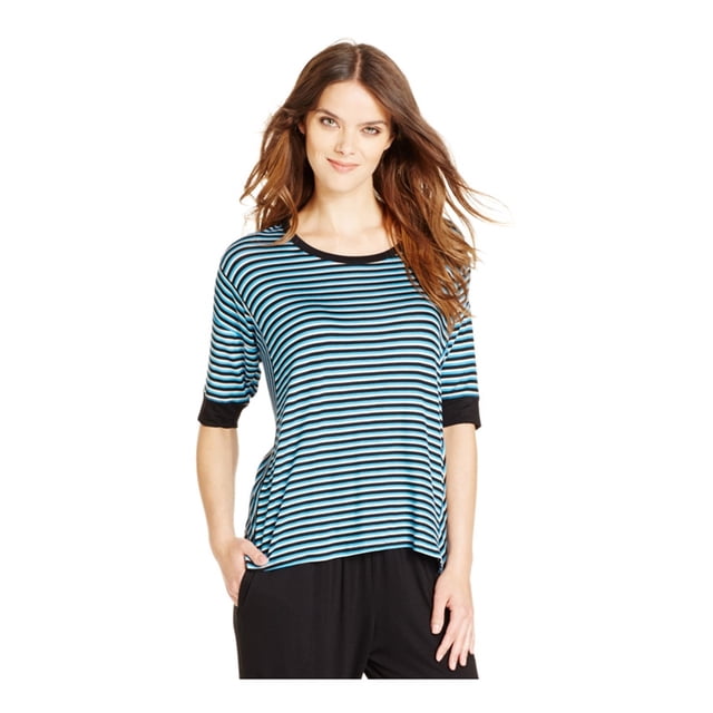 Camiseta de pijama DKNY de manga 3/4 a rayas para mujer azul XS