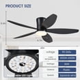 thumbnail image 4 of PHORUS 48" Black Flush Mount Ceiling Fan with LED Light, Quiet DC Motor, Remote & App Control, 6-Speed Reversible Fan for Bedroom and Living Room, 4 of 7