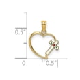thumbnail image 2 of 14k Gold Love Heart With Enamel Religious Faith Cross Pendant Necklace Cut-out 18.2x13mm Wide Pendant for Women, 2 of 2
