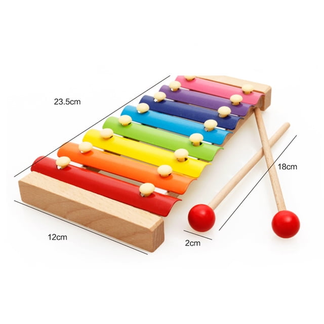 Xilófono infantil de 8 tonos Bling Bling carillón profesional de madera con 2 mazos de haya