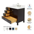 thumbnail image 3 of ARIEL Cambridge 42 Inch Espresso Bathroom Vanity with Single Sink, Solid Wood, Carrara White Quartz Countertop, 1.5-Inch Edge, Right Rectangular Undermount Sink, 2 Soft Closing Doors, 5 Drawers, 3 of 8