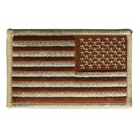 Hero's Pride Reverse U.S. Flag Patch with Hook Backing, Desert Color, 3-3/8" x 2"