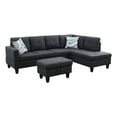 thumbnail image 2 of Starhome L Shaped Black Gray Couch with Ottoman(Pillows Included) Microfiber, 2 of 12
