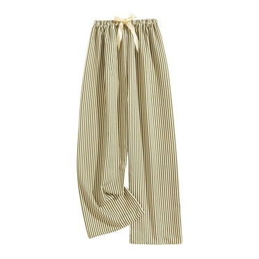 FAZVAOO Womens Pajama Pants Wide Leg Lounge Pants Soft Striped Pajama Bottoms Elastic Waistband Tie