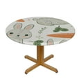 thumbnail image 3 of PIKWEEK  Round Vinyl Fitted Tablecloth with Flannel Backing Elastic Table Cloth Waterproof Oil-Proof Plastic Table Cover White Rabbits Hugging Carrots Round Tablecloth, 3 of 7