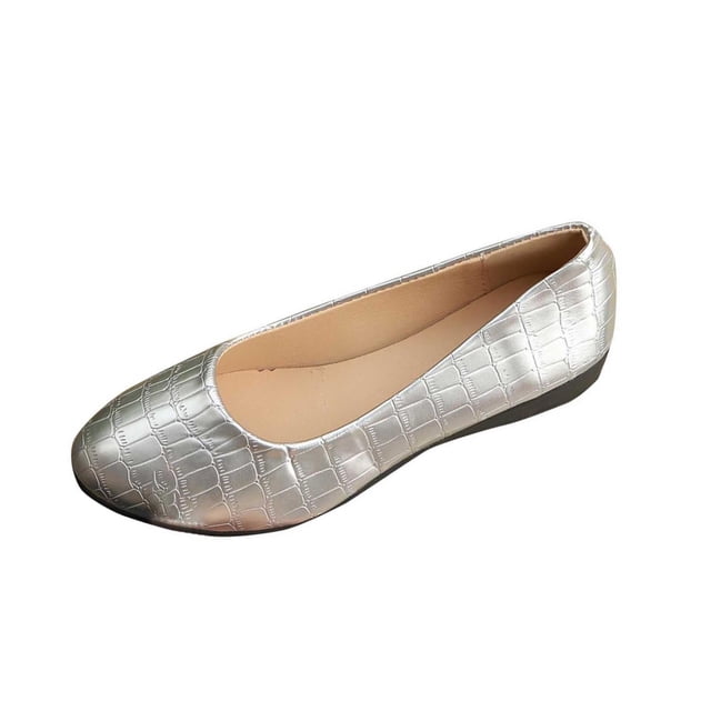 Chaussures Compensées pour Femmes à Bout Rond, Confortables, à Enfiler, en Cuir, Décontractées, Antidérapantes, Plates, 43