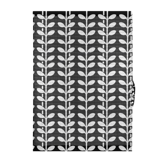 Black and White Leaf Pattern Door Curtain Blackout Thermal Insulated Door Side Curtain Panels Privacy 25x40in