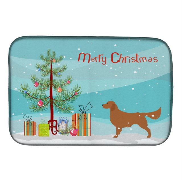 Alfombrilla para secar platos de árbol de Navidad feliz de Caroline's Treasures Golden Retriever, 14 x 21 Caroline's Treasures BB2922DDM