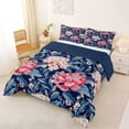 thumbnail image 2 of Erosebridal Chic Peony Flower Full Size Comforter Sets for Girls, Tropical Floral Bedding Sets, Navy Reversible, 3pcs, 2 of 6