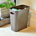thumbnail image 3 of Youngever 2 Pack 3 Gallon Slim Trash Can, Plastic Garbage Container Bin, Trash Bin with Handles for Home Office, Living Room, Study Room, Kitchen, Bathroom (Brown), 3 of 4