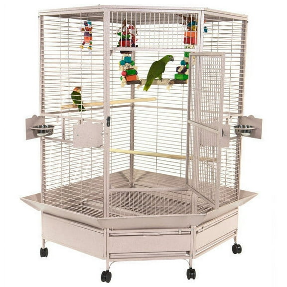 A and E Cage Co. Extra-Large Corner Cage - Platinum