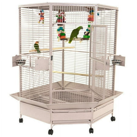 A and E Cage Co. Extra-Large Corner Cage - White
