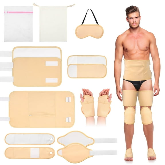 Abaima 12 Pack Castor Oil Pack Wrap, Organic Castor Oil Pack with Anti Oil Leak Design, Organic Flannel Cotton Reusable Castor Oil Compress Pads for Men, Oil Not Included