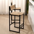 thumbnail image 5 of YIQMI Rattan Counter Height Bar Stools with Cane Backs and Wood Saddle Seats, Black/Wood (Set of 2), 5 of 7