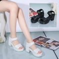 thumbnail image 4 of Sandalias de verano para mujer, zapatos de plataforma impermeables con tacón grueso, sandalias con Velcro de Boca de pescado para mujer, 4 of 6