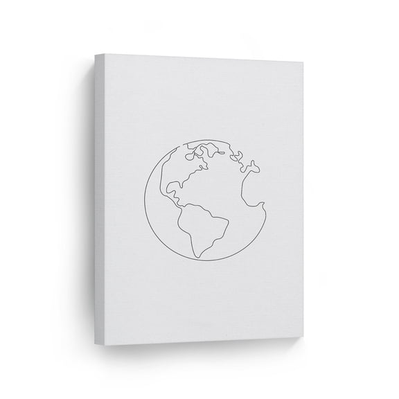 Smile Art Design Black and White One Line Minimalism Art World Drawing Painting Abstract Canvas Wall Art Print Office Living Room Dorm Bedroom Aesthetic Modern Home Decor Ready to Hang - 12x8