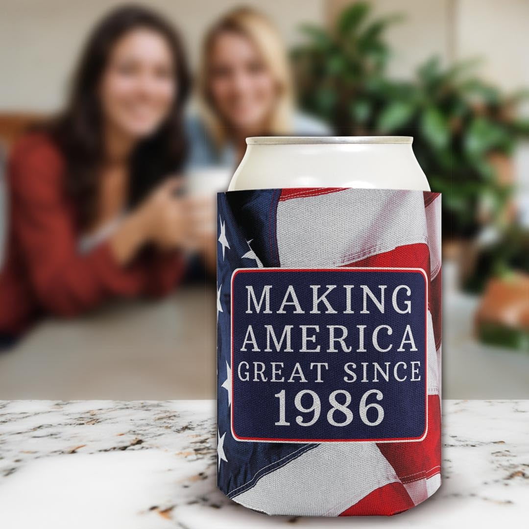 B-day Gifts for 40th Birthday Making America Great Since 1986 24-pack Can Coolies Coolers