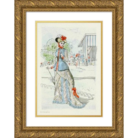 Henri Boutet 17x24 Gold Ornate Framed and Double Matted Museum Art Print Titled - 1977 Nineteenth Century Female Modes (1908)