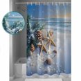 thumbnail image 3 of 60x72 Inch Shower Curtains for Bathroom Christmas Beach Fabric Bath Curtain Decor Blue Shell Starfish Conch Pine Cone Snow Waterproof Restroom Curtains Shower Set Accessories with 12 Hooks 60 Inch, 3 of 6