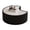 Black-Moon Shaped, variant on 17.71" Grey Round Coffee Table, Drum Coffee Table with Sintered Stone Tabletop and Fluted PU Leather Covered and Stable Base, Circle Cocktail Tea Table for Living Room