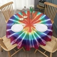 thumbnail image 3 of Colorful Rainbow Tie Dye Spiral Pattern Round Tablecloth 60"x60",Wrinkle Wipeable Table Cloth for Kitchen Dining Room Picnic Patio Party, 3 of 6