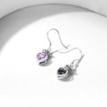 thumbnail image 5 of ChicSilver Princess Crown Heart Charm Dangle Earrings .925 Sterling Silver June Alexandrite Purple Birthstone Earrings for Her, 5 of 9