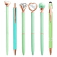 thumbnail image 2 of Clearance Sale! 6PCS Diamond Ballpoint Pen Set, Retractable Sparkly Pens for Writing & Gifting, Plastic, for Office & Home, (14cm, Green), 2 of 6