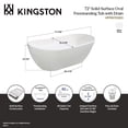 thumbnail image 6 of Kingston Brass VRTRS723223 72-Inch Solid Surface Oval Double Slipper Freestanding Tub with Drain in Matte White, 6 of 7