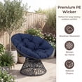 thumbnail image 5 of ELLEGNT Rattan Wicker Lounge Chair - Swivel Papasan with Extra‑Thick Cushion, Metal Frame for Yard or Balcony, Navy, 5 of 10