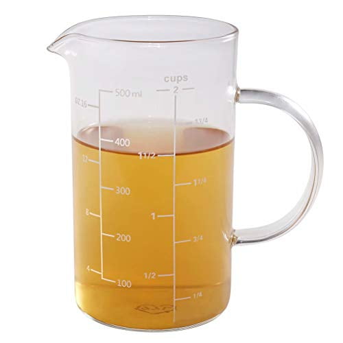 Glass Measuring Cup Insulated Handle V Shaped Spout 77l High Borosilicate Glass Measuring Cup For Kitchen Or Restaurant Easy To Read 500 Ml 0 5 Liter 2 Cup Walmart Com