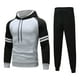 thumbnail image 2 of Sudadera deportiva con capucha y bolsillo de manga larga a rayas con bloques de colores para hombre, 2 piezas, Top + Pantalones, traje Pompotops  oipoqjl52060, 2 of 5
