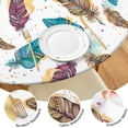 thumbnail image 4 of 44in Round Tablecloth with Elastic Edge, Waterproof Fitted Table Cover for 36-44" Tables, Boho Theme Polyester Reusable Table Cloths Wipe Clean for Picnic, Dining, Outdoor Use and Party Decor, 4 of 7