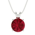 thumbnail image 2 of 3 ct Brilliant Round Cut Solitaire Ruby 14k White Solid Gold Everyday Affordable Designer Necklace Pendant with 16" Chain, 2 of 6