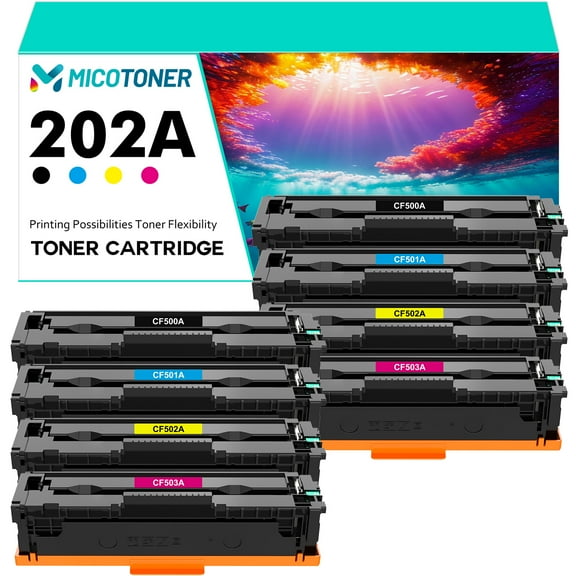 202A 8-Pack Compatible Toner Cartridge for HP CF500A 202A Work with HP Color LaserJet Pro MFP M281fdw M281fdn M281cdw M280nw Printer (2*Black,2*Cyan,2*Magenta,2*Yellow)