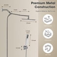 thumbnail image 2 of All Metal High Pressure Rain Shower Head with Handheld Spray Combo, 10 Inch Rainfall Showerhead with Adjustable Extension Arm and Long Hose, Brushed Nickel, 2 of 6