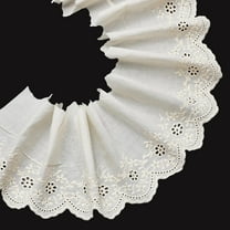 1Set 5 Yards Extra Wide Embroidered Lace 6inchs Wide Cotton Lace Sewing Trims Flower Eyelet Lace Ribbon Embroidery Ruffle Lace Trim for Dresses Clothes Bag Accessory Home DIY Decor