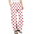 thumbnail image 3 of Savings EGNMCR Girls Wide Leg Loose Baggys Tapered Pant Loose Straight Waist Spring Summer Lightweight Polka Dots Dress Pant for Kids Teen, 3 of 9