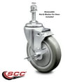 thumbnail image 2 of 5 Inch Gray Polyurethane Wheel Swivel 10mm Threaded Stem Caster with Brake, 2 of 2