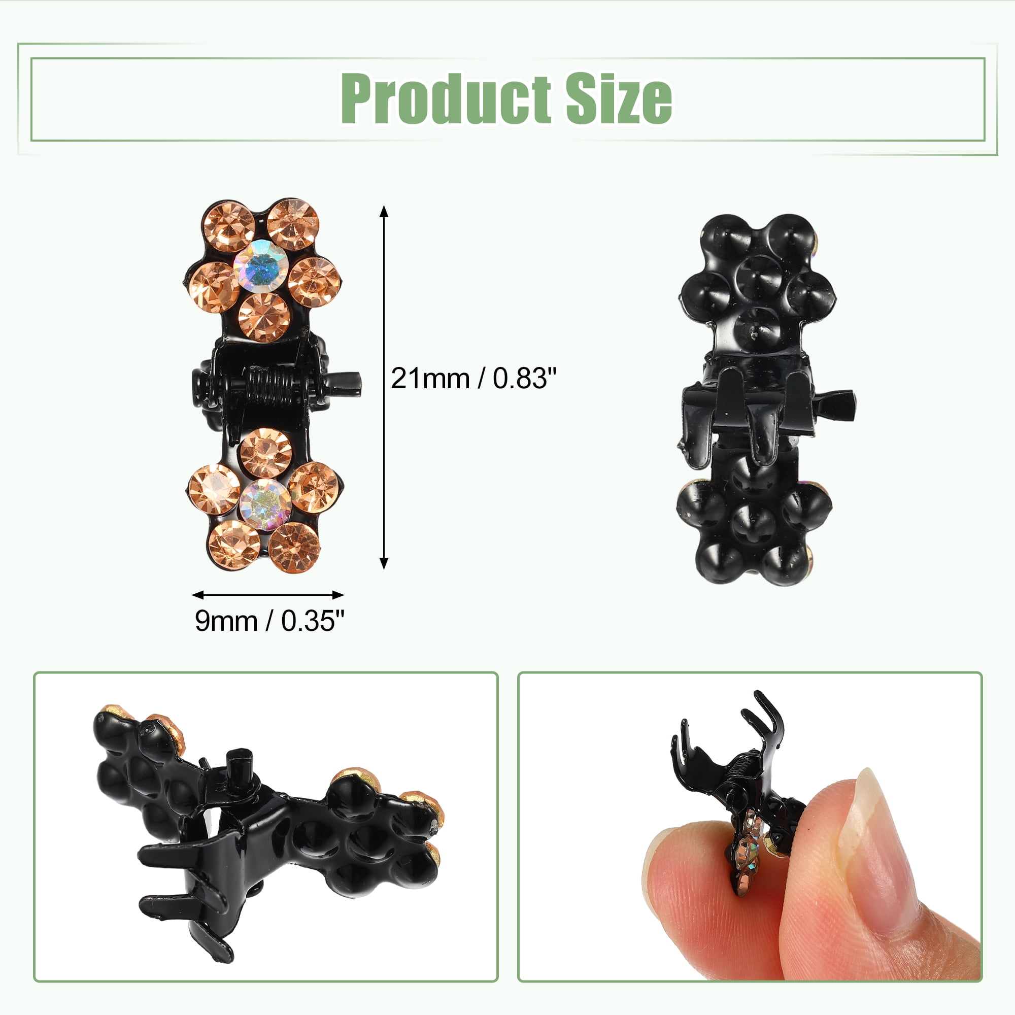 Unique Bargains 12Pcs Mini Hair Claw Clip Small Rhinestone Clips Orange